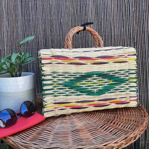 Reed Handbag / Reed Basket / Market Basket Bag / Portuguese Bag / Vegan Bag / Summer Bag / Beach Bag / Gift For Her / Reusable Straw Bag