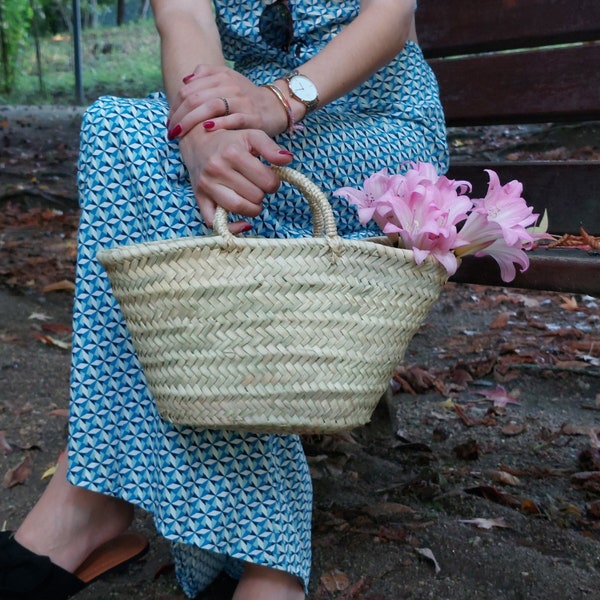 Straw Flowers Basket / Flowers Girls Basket Bag / Straw Bag / Straw Basket / Summer Bag / Wedding Flower Basket / Market Basket / French Bag