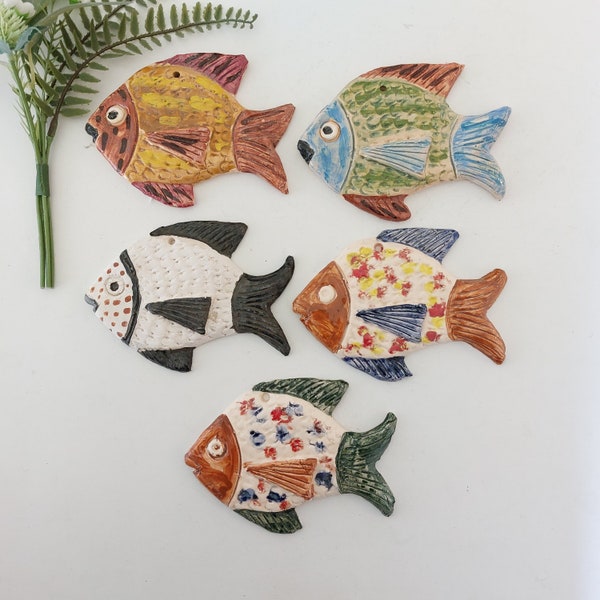 Colorful Ceramic Fish / Ceramic Fishes / Glazed Fish / Ceramic Art / Kitchen Wall Decor / Sympathy Gift / Ceramic Wall Art / Coastal Decor