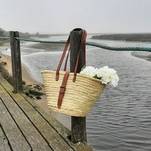 Handmade French Market Basket with Double Leather Handles – Asher + Rye