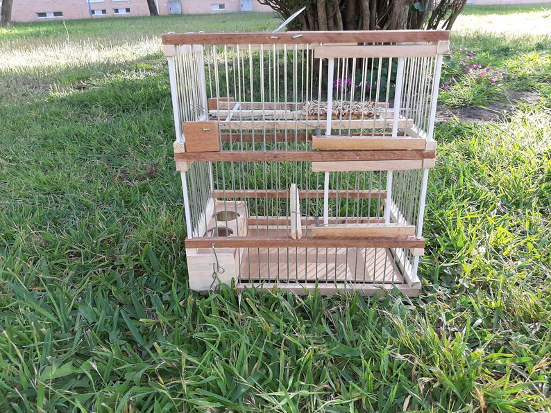 Wooden bird Cage with one Trap // Trap Birds // Hunting Birds Etsy