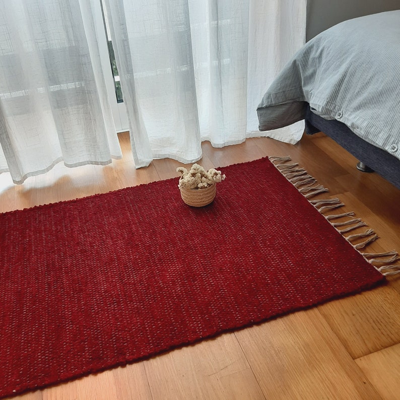 Small Red Rug Square Small Red Wine Soft Rug / Rag Rug / Bathroom Rug / Bedside Rug / Door ...
