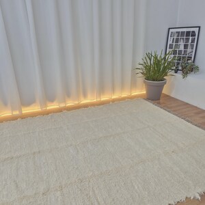 Extra Large Cream Rug With Tassels 200x300cm / Recycled Cotton Rug / Soft Rug / Handwoven Area Rug / Rugs for Living Room / Robust Rug image 4