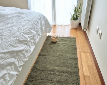 Long Runner Olive Green Rug 300cm / Rug Runner / Washable Rug / Soft Rug / Rag Rug / Bathroom Runner Rug / Bedside Rug / Entryway Rug