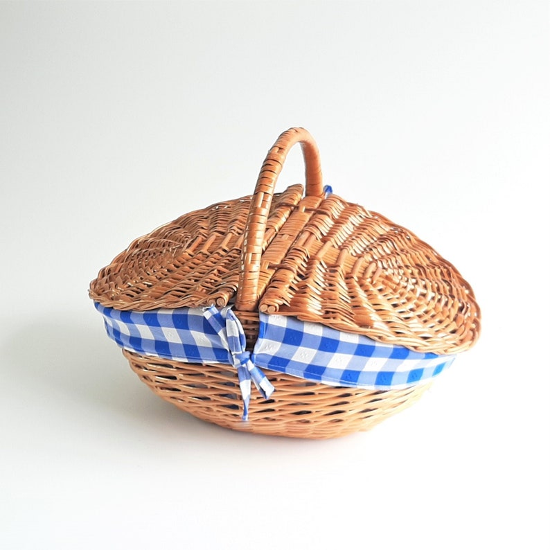 Oval Wicker Picnic Basket / Picnic Basket with Lid / Camping Etsy