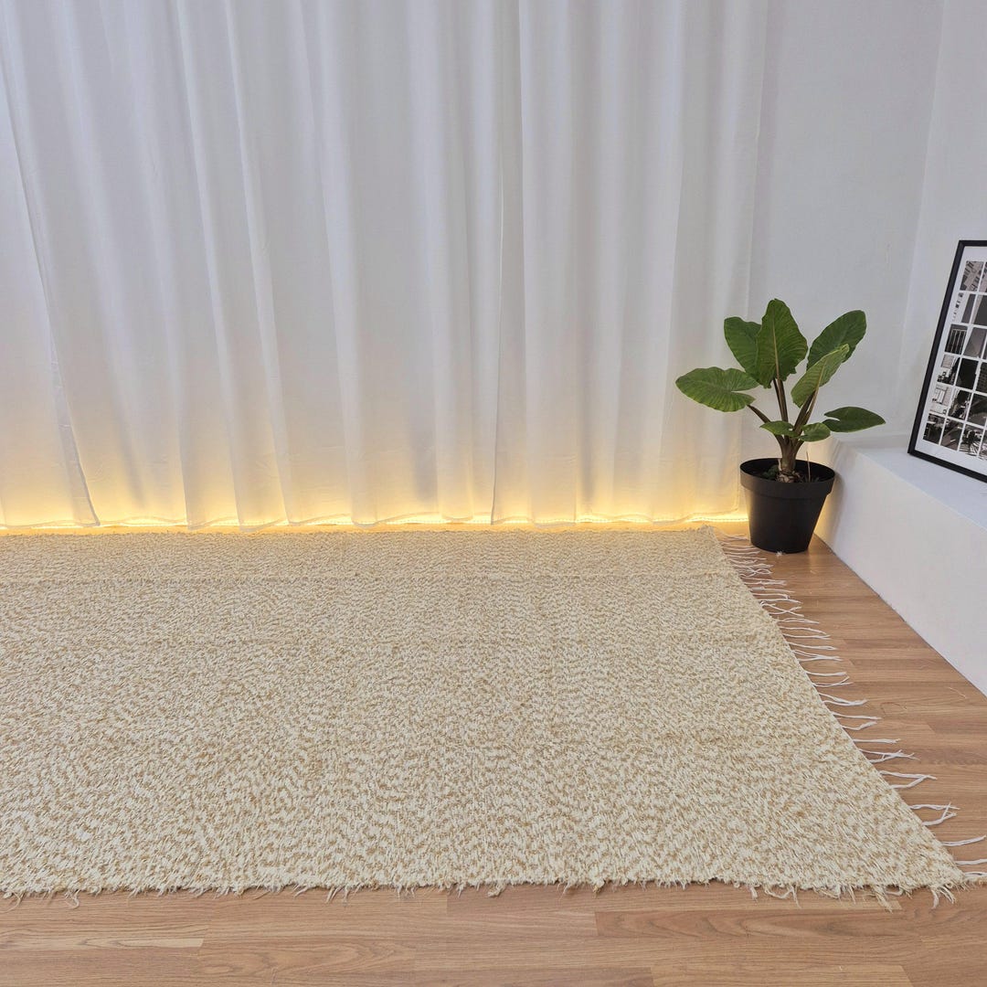 Extra Large Mixed Cream Brown Rug 200x300cm / Soft Rug / Cotton Rug ...