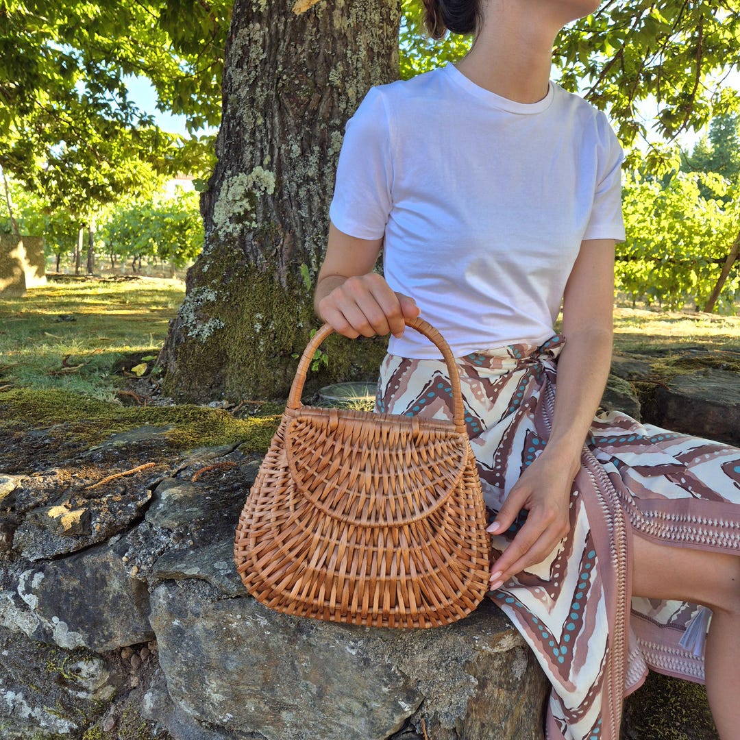 Rattan Tasche Weidenkorb Tasche Korb-Tasche Vintage Handtasche