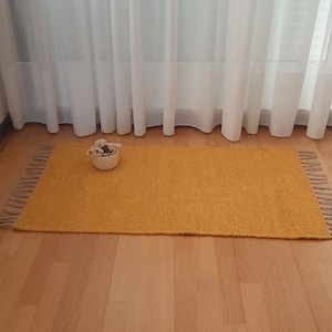 Alfombra amarilla mostaza pequeña / alfombra suave / alfombra de algodón / alfombra de baño / alfombra junto a la cama / alfombra de cocina / alfombra lavable / alfombra de pasillo / alfombra vintage / alfombra de trapo imagen 7
