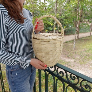 Original Jane Birkin Basket / Cane Basket / Birkin Basket / Vintage Basket Bag / Basket With Lid / Summer Bag / Basket Purse / Bohemian Bag image 2