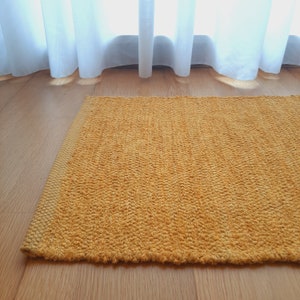 Alfombra amarilla mostaza pequeña / alfombra suave / alfombra de algodón / alfombra de baño / alfombra junto a la cama / alfombra de cocina / alfombra lavable / alfombra de pasillo / alfombra vintage / alfombra de trapo Without Fringes