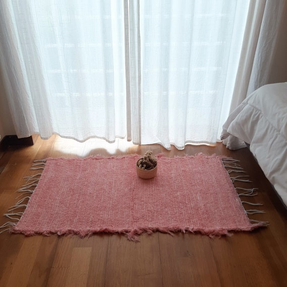 Small Light Pink Rug Soft Rug Chunky Rug Cotton Rug Bath Mat Bedside Rug Kitchen Rug Washable Rug Small Rug Vintage Rug Etsy