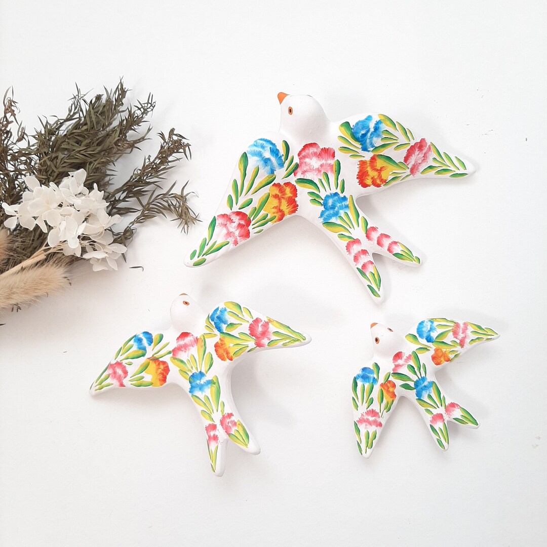 Colorful Swallows / Ceramic Bird / Hand Painted Ceramic / Ceramic Bird