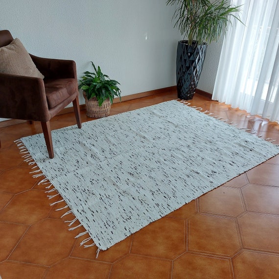 Grand tapis blanc et noir / Tapis pour salon / Tapis de zone