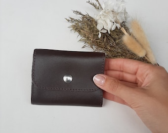 Cartera de cuero marrón / Cartera de cuero / Cartera de cuero genuino / Cartera de cuero hombres / Cartera natural / Cartera de cuero mínima /Regalo para él