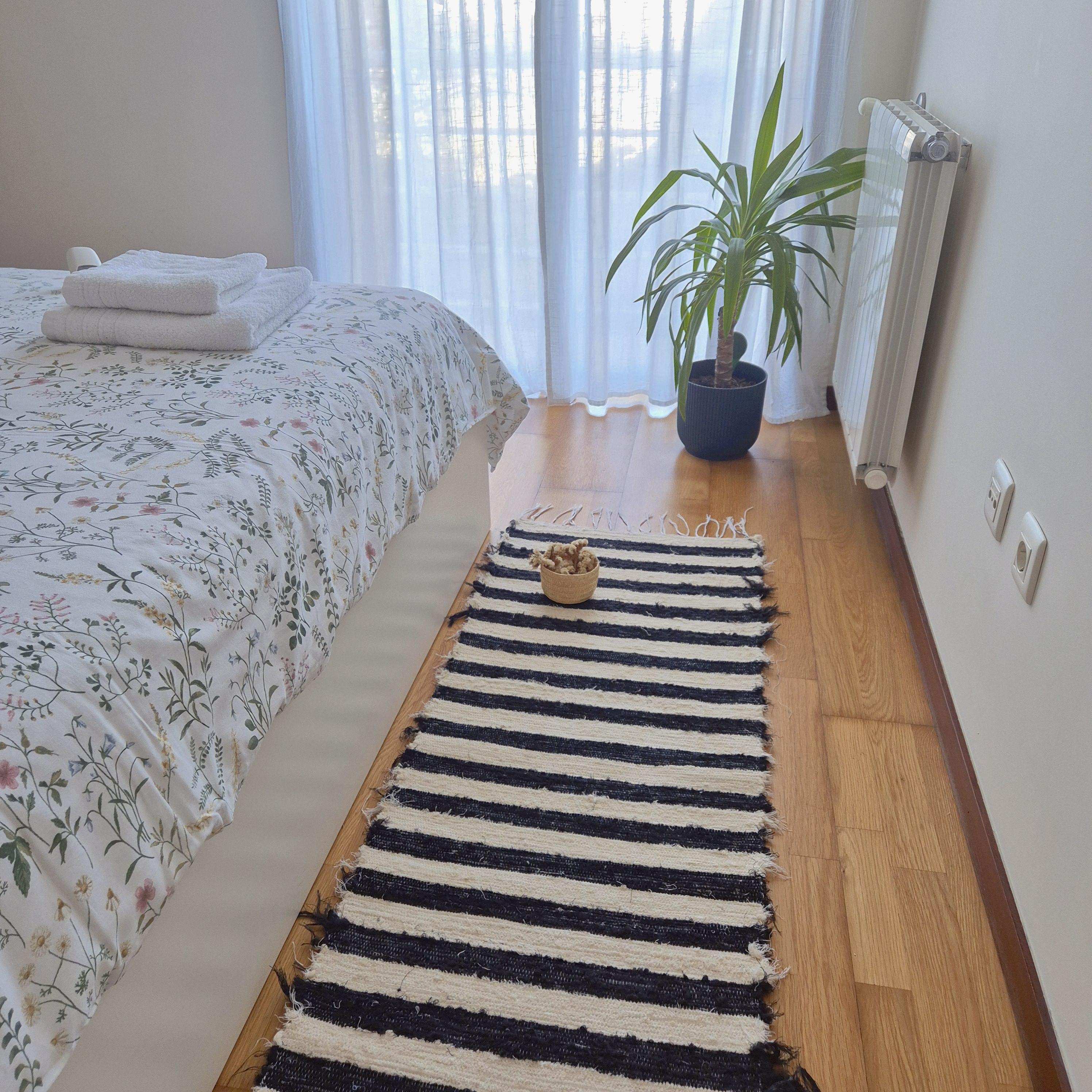 Long Rug Runner Striped Black Cream 300cm / Kitchen Rug / Rustic Rug ...