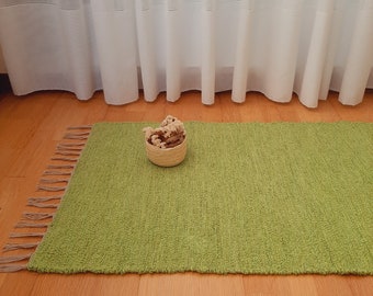 Medium Pear Green Rug / Soft Rug / Handmade Rug / Cotton Rug / Bedside Rug / Bathroom Rug / Kitchen Rug / Washable Rug / Room Rug / Bath Mat