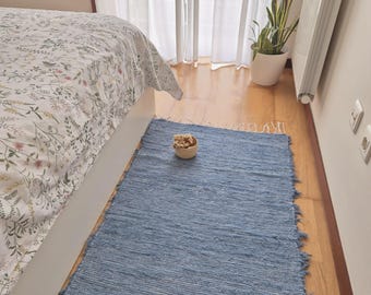 Tappeto blu medio 70 x 140 cm / Tappeto scendiletto / Tappeto rustico / Tappeto moderno / Tappeto da bagno / Tappeto da soggiorno / Tappeto da cucina / Tappeto morbido / Tappeto piccolo