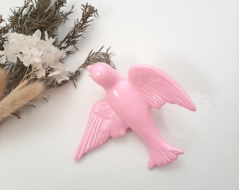 Hand Painted Pink Swallow / Ceramic Bird / Portuguese Ceramic / Ceramic Swallow / Traditional Ceramic / Ceramic Art / Ceramic Wall Decor