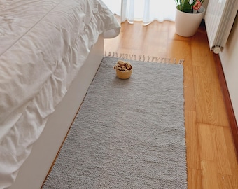 Alfombra de pasillo gris claro de 200 cm / Alfombras para salón / Alfombra de cocina / Alfombra de habitación / Alfombra rústica de pasillo / Alfombra de entrada / Alfombra de pasillo de cocina / Alfombra de trapo