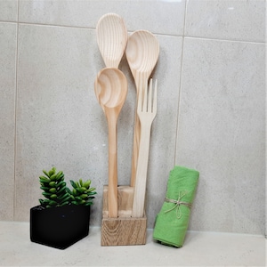 Porta utensilios de cocina moteado beige XL, vasija de cocina de