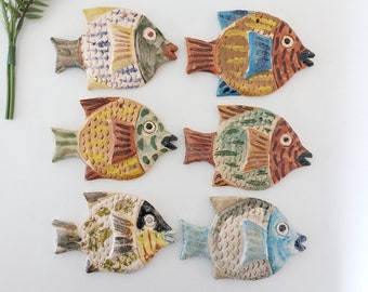 Ceramic Glazed Fish Wall Art / Color Fish/ Ceramic Tropical Fish / Ceramic Fish Decoration / Ceramic Wall Hanging / Fish Decor / Beach Decor