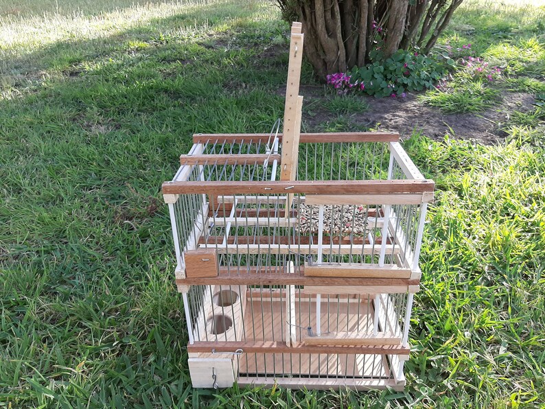 Wooden bird Cage with one Trap // Trap Birds // Hunting Birds Etsy