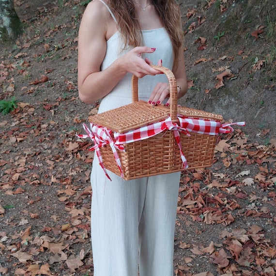 Cesta picnic de mimbre / Cesta con tapa / Cesta Etsy España