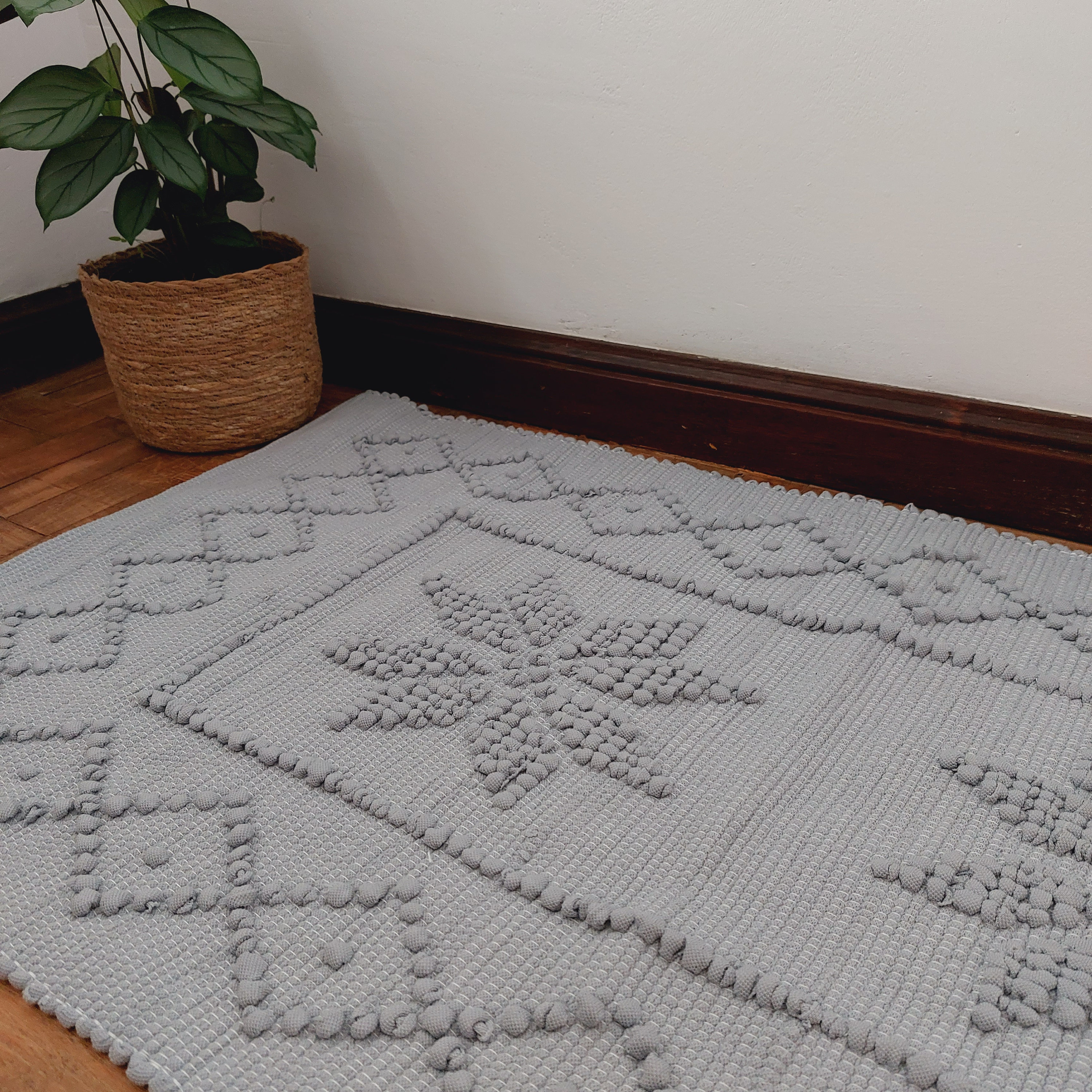 Small Grey Rug / Cotton Rug / Kitchen Rug / Laundry Rug / Bath Etsy