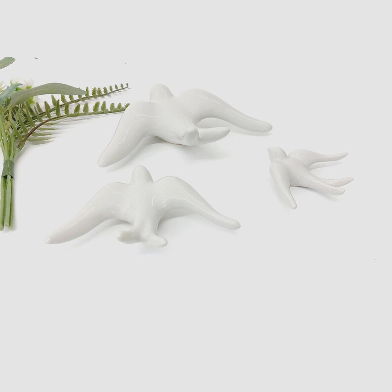 Glazed Light Grey Swallows / Bird Ornament / Ceramic Bird / Ceramic Wall Art / Gift For Mom / Best Friend Gift / Bird Lovers / Wall Decor image 7