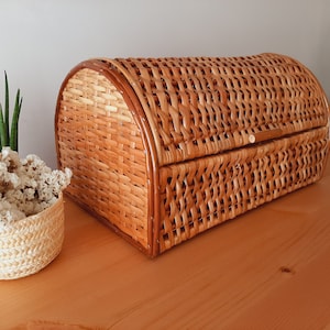 Wicker Bread Box / Storage Box / Farmhouse Basket / Kitchen Decor / Handmade Basket / Vintage Basket / Basket Gift / Rustic Home Decor image 6