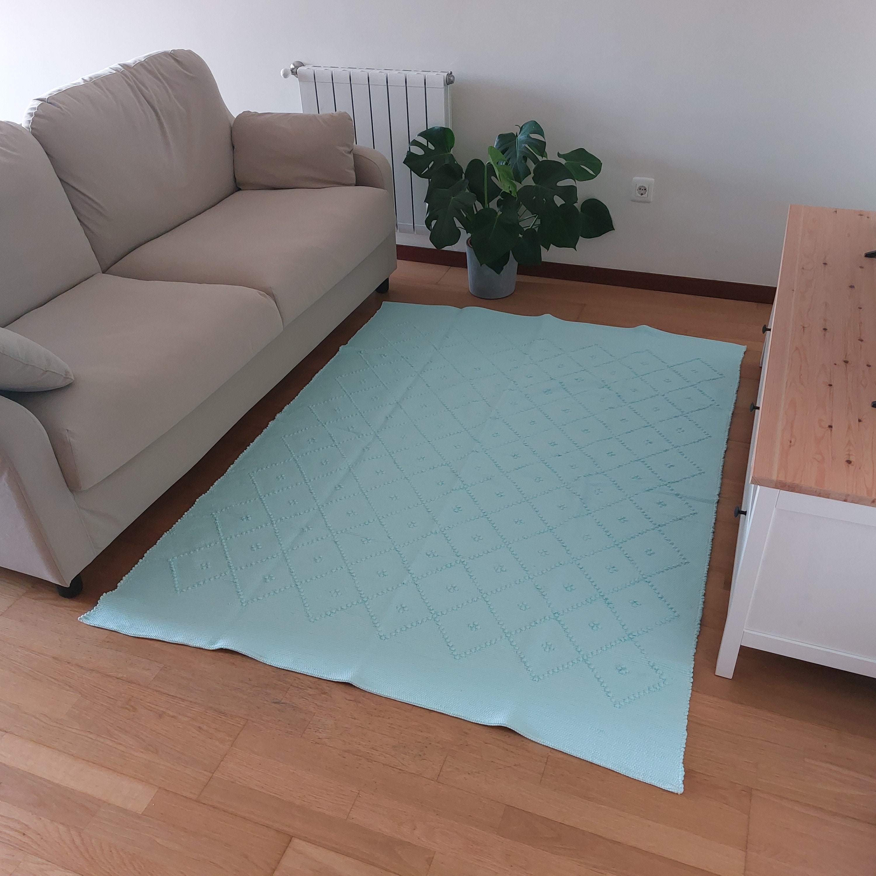 Large Light Blue Rug / Nursery Rug / Geometric Rug / Entry Rug Etsy