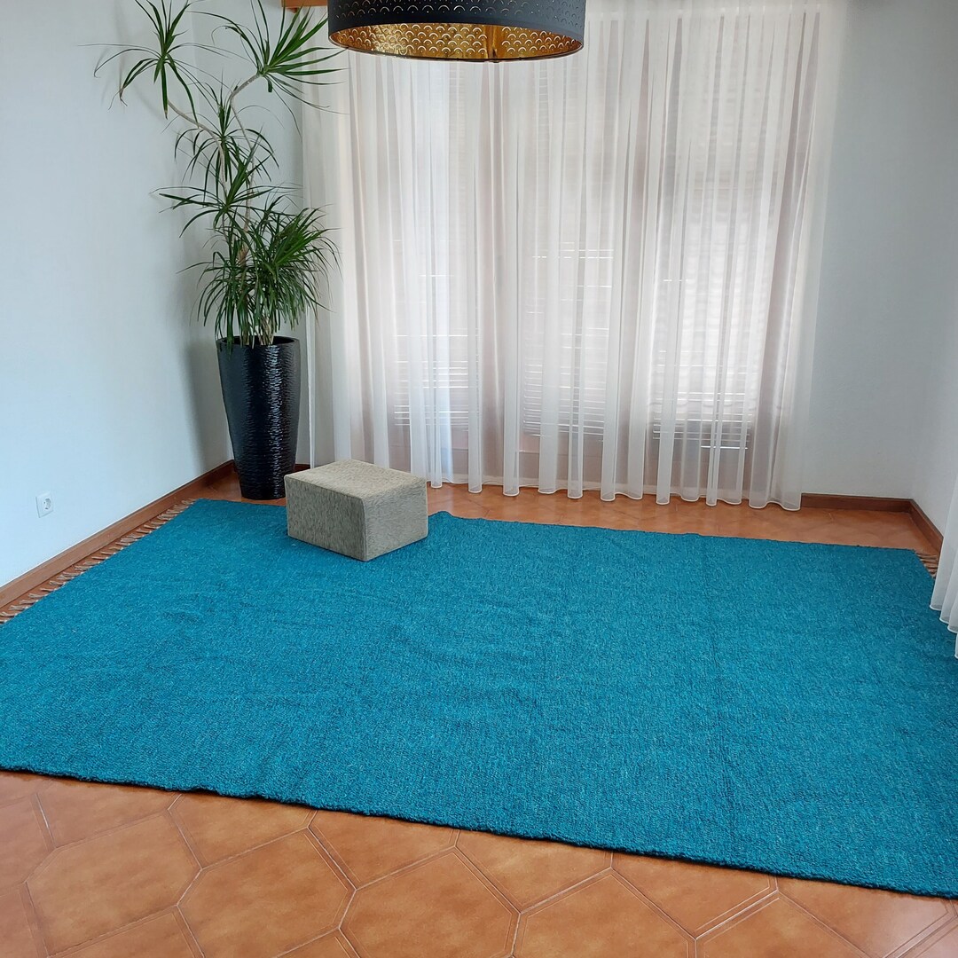Extra Large Teal Blue Rug 7x10 Rug / Living Room Rug / Area Rug