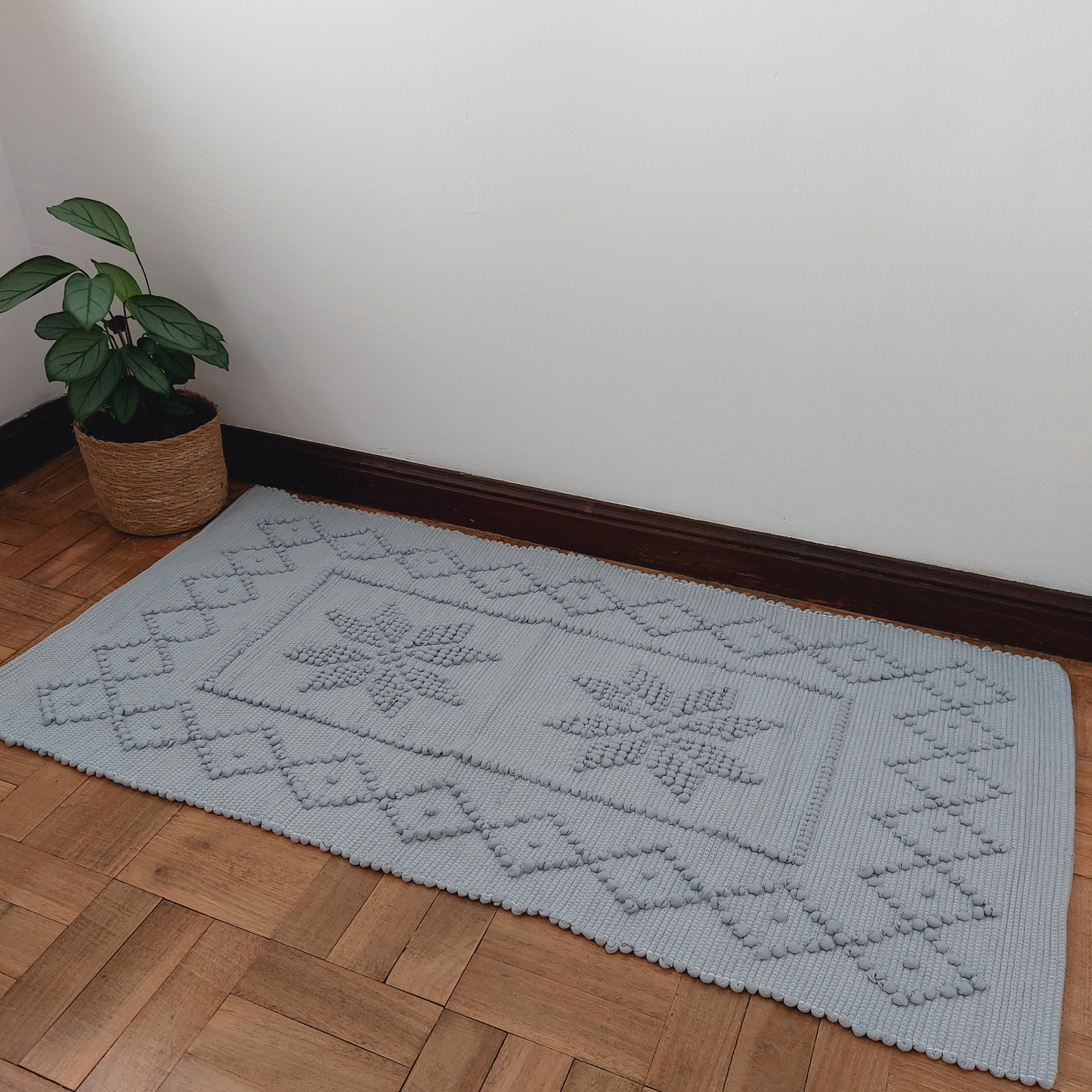 Small Grey Rug / Cotton Rug / Kitchen Rug / Laundry Rug / Bath Etsy