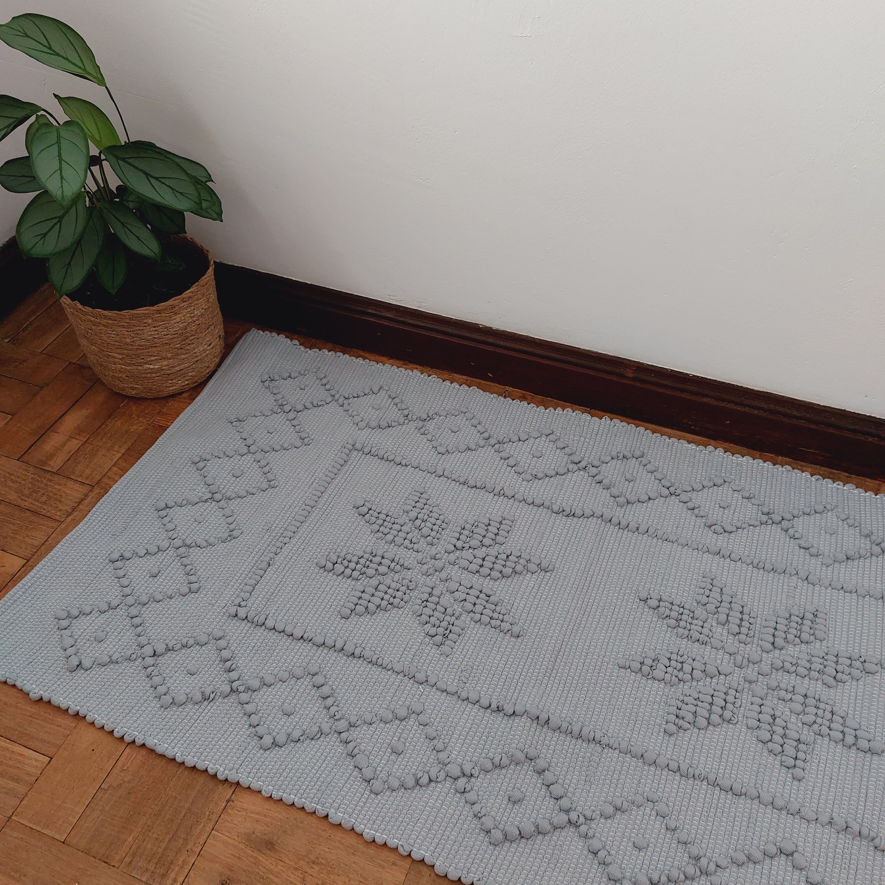 Small Grey Rug / Cotton Rug / Kitchen Rug / Laundry Rug / Bath Etsy