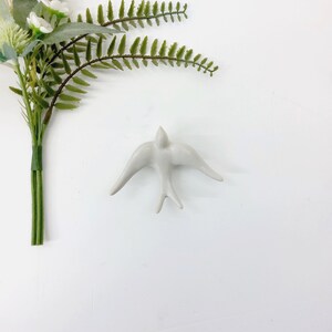 Glazed Light Grey Swallows / Bird Ornament / Ceramic Bird / Ceramic Wall Art / Gift For Mom / Best Friend Gift / Bird Lovers / Wall Decor Small