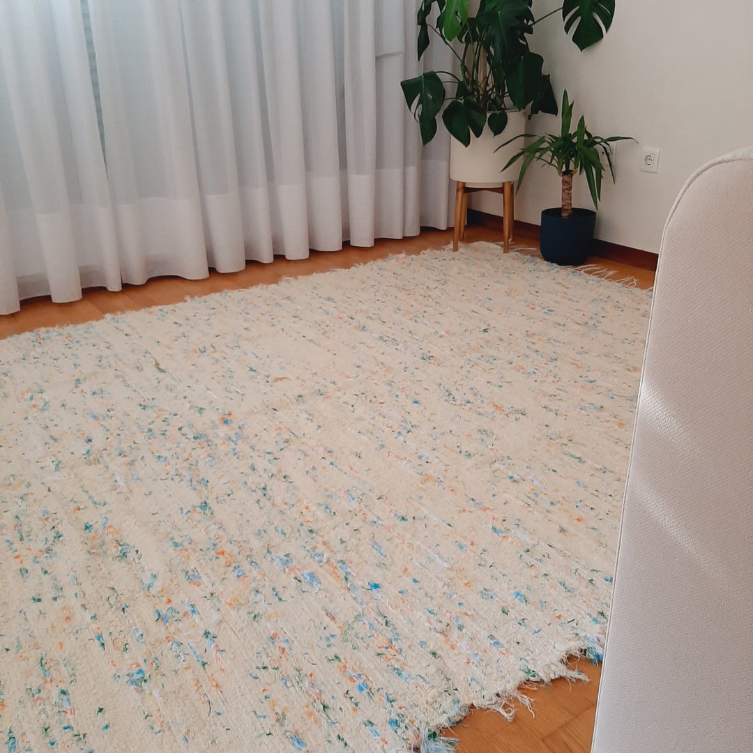 Extra Large Cream Colorful Rug / Soft Rug / Cotton Rug / Living Room ...