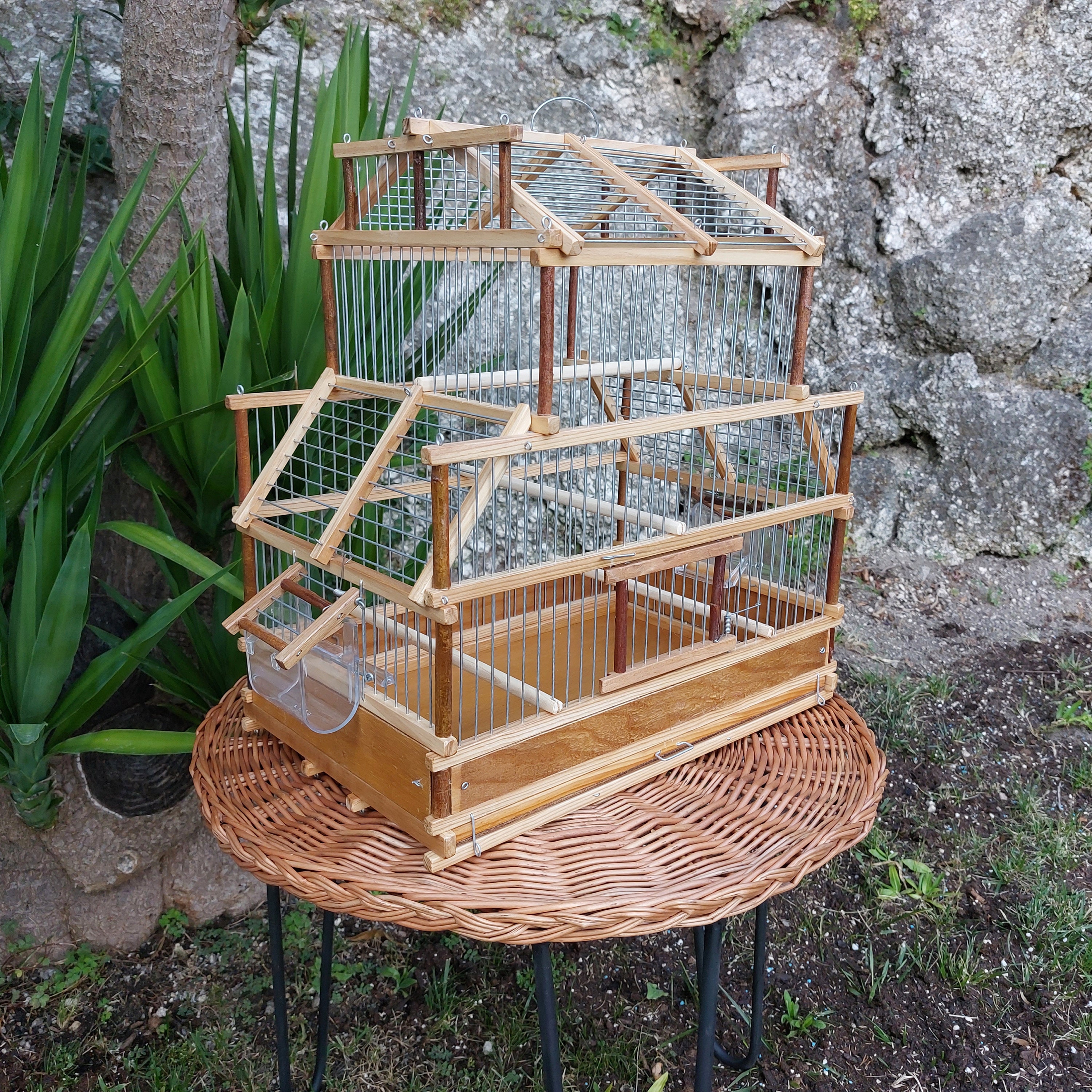 Handcrafted Custom Bird Cage With Natural Bars Reference: Castle Bird Cage Handmade Cage Love Your Bird Canary Cage
