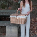 Wicker Picnic Basket / Picnic Basket with Lid / Camping Basket / Vintage Basket / Picnic Storage Basket / Boho Basket / Easter Basket product logo