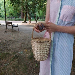 Small Wicker Handbag / Vintage Basket / Jane Birkin Basket / Wicker Bag / Summer Bag / Basket Purse / Vintage Purse / Handmade Baskets image 3