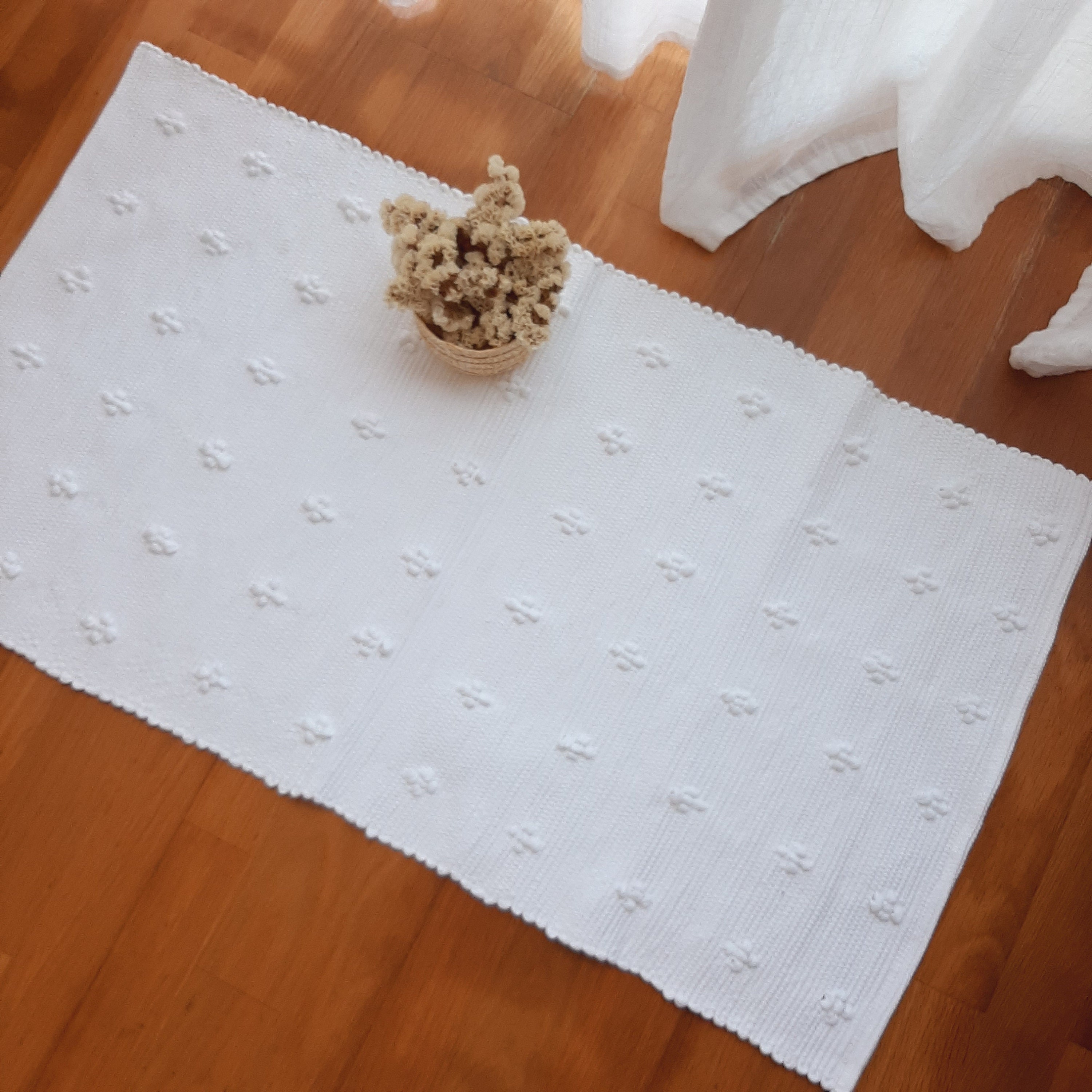 Small Clothe Rug Small White Rug / Bath Rug / Cotton Rug / Kitchen Rug / Recycled Rug ...