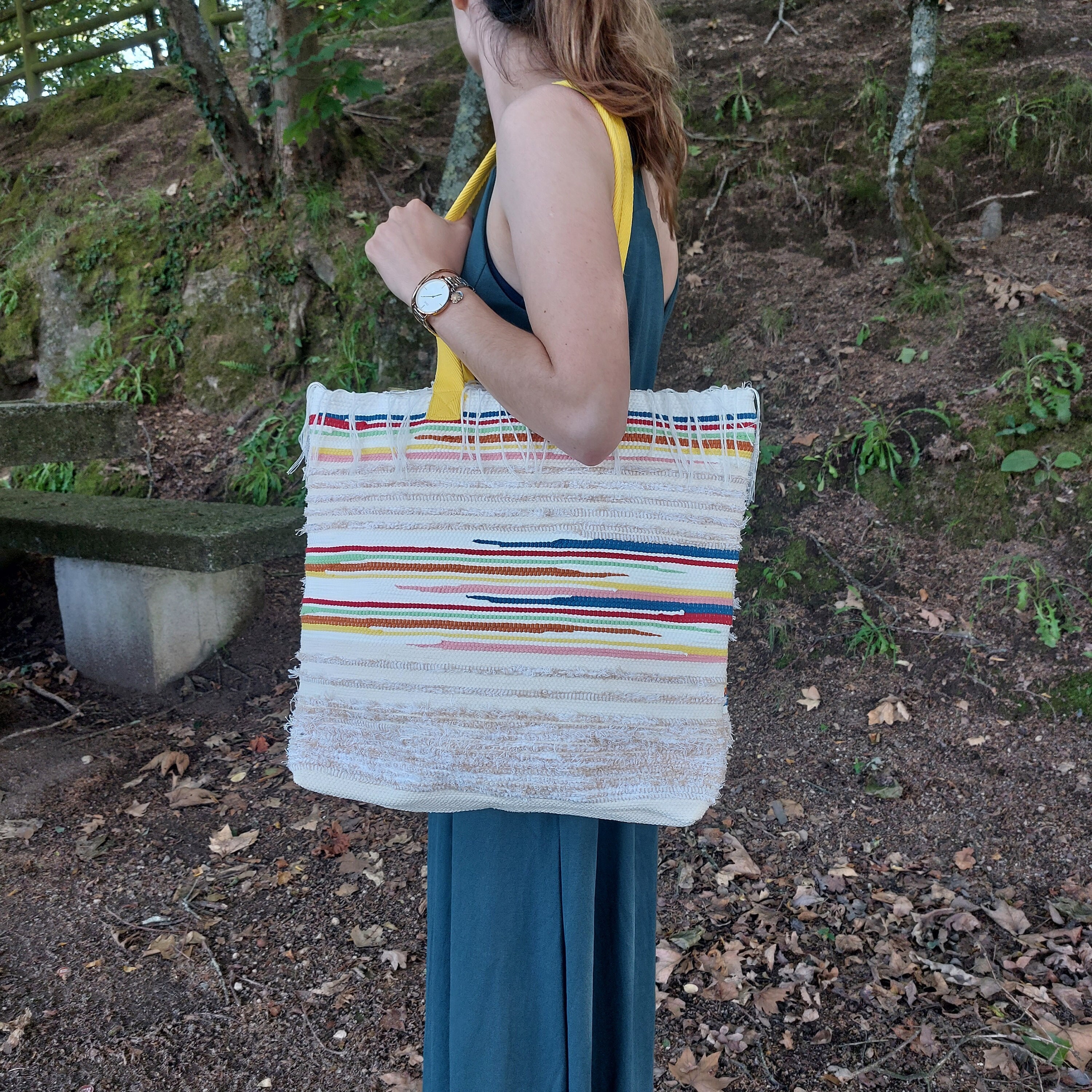 Large Bag Tapestry / Handmade Bag / Colorful Bag / Unique Bag / Market Bag / Summer Bag / Beach Bag / Large Tote Bag / Reusable Shopping Bag