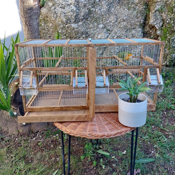 長方形の素朴な鳥かご / 手作りの鳥かご / ヴィンテージ風の鳥かご