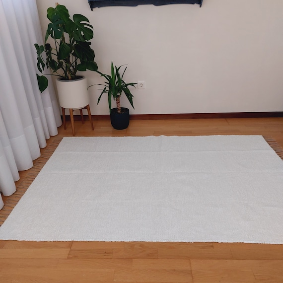 Large Pearl White Rug / Area Rug / Minimalist Rug / Soft Rug / Living Room Rug / Hallway Rug / Bedroom Rug / Handwoven Rug / Boho Rug