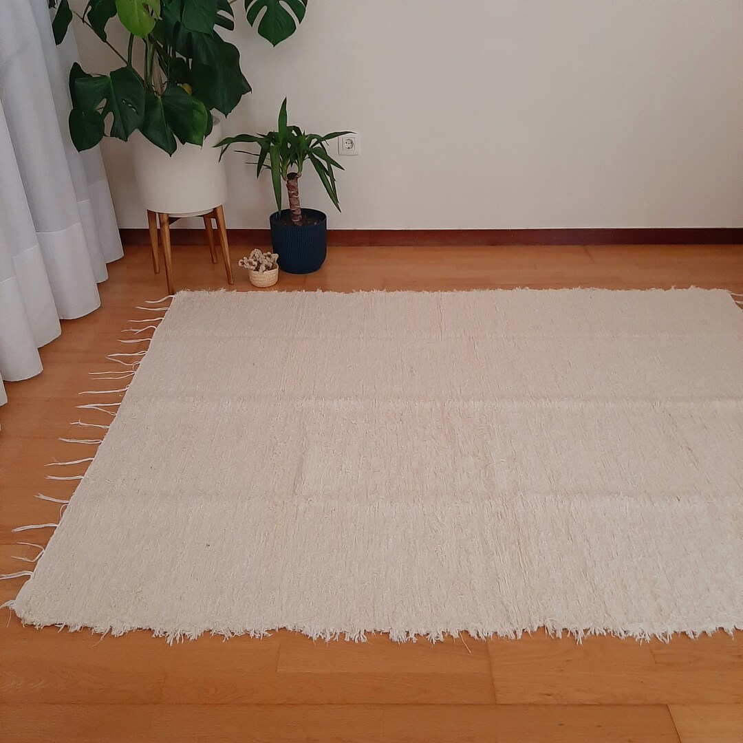 Large Cream Rug / Super Soft Rug / Cotton Rug / Living Room Rug / Area