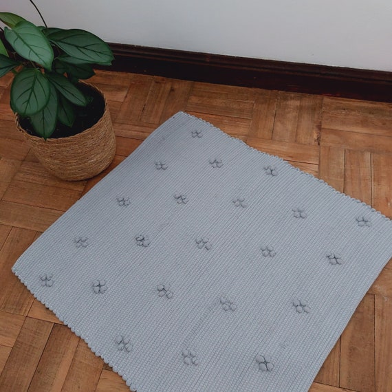 Mini Grey Rug / Rustic Rug / Handmade Rug / Cotton Rug / Soft Rug / Bath Rug / Bathroom Rug / Bath Mat / Shower Mat / Washable Rug / Rag Rug