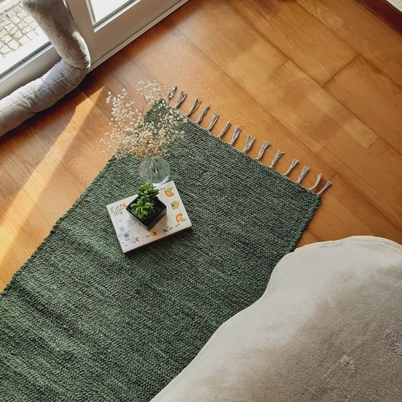 Langer Teppichläufer Pinien Grün 300 cm / Teppich Läufer / Küchenteppich / Bodenmatte / Boho Teppich / Waschbar / Duschvorleger / Flurteppich