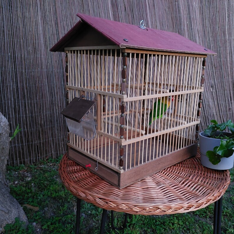 Handmade Bird Cage / Wooden Bird Cage Bamboo / Canary Cage / Etsy