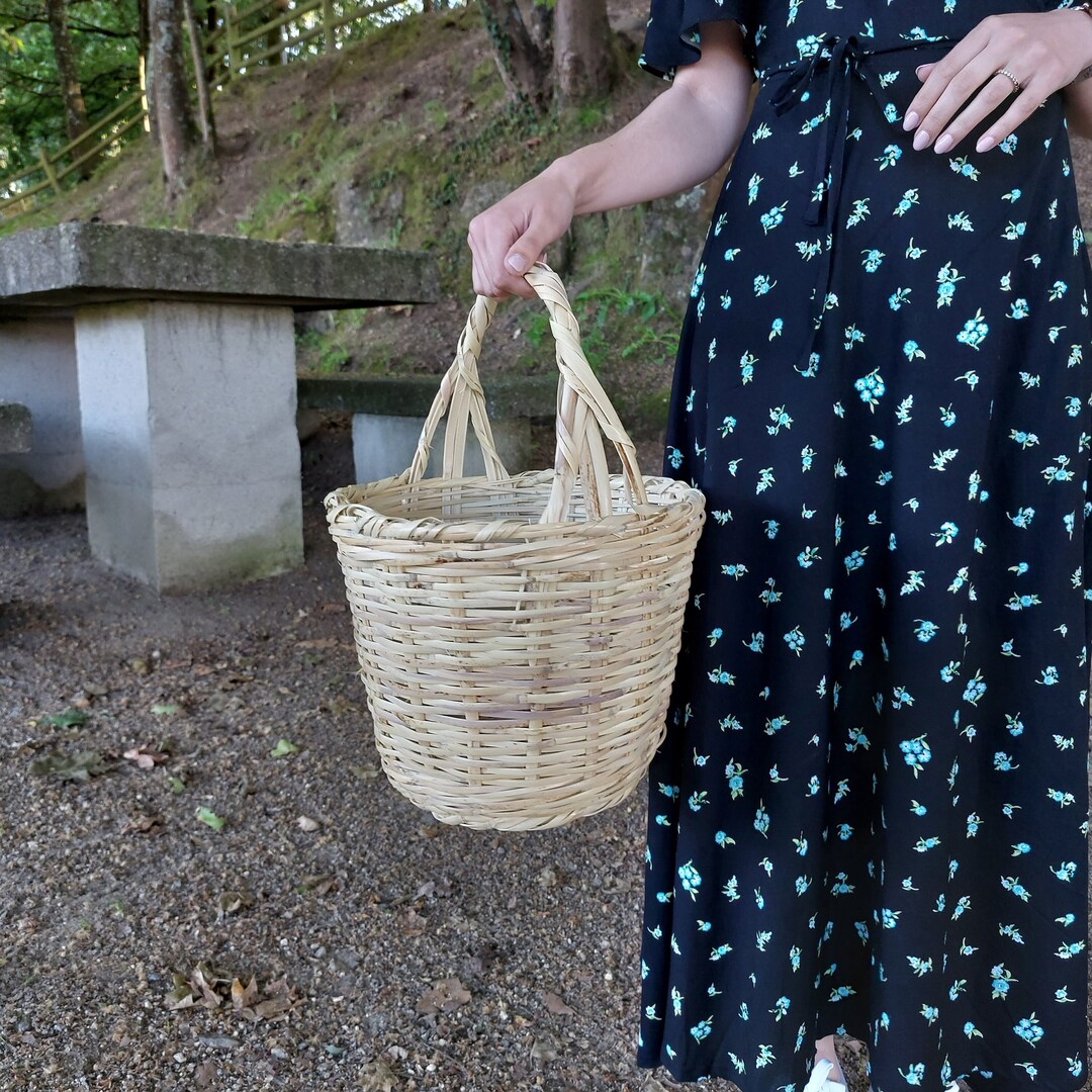 Large Cane Basket / Harvest Basket / Farm Basket / Vintage Basket / Market Basket / Picnic