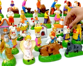 Belén navideño con más de 50 figuras / Cerámica artesanal / Belén de cerámica / Nacimiento navideño / Navidad portuguesa