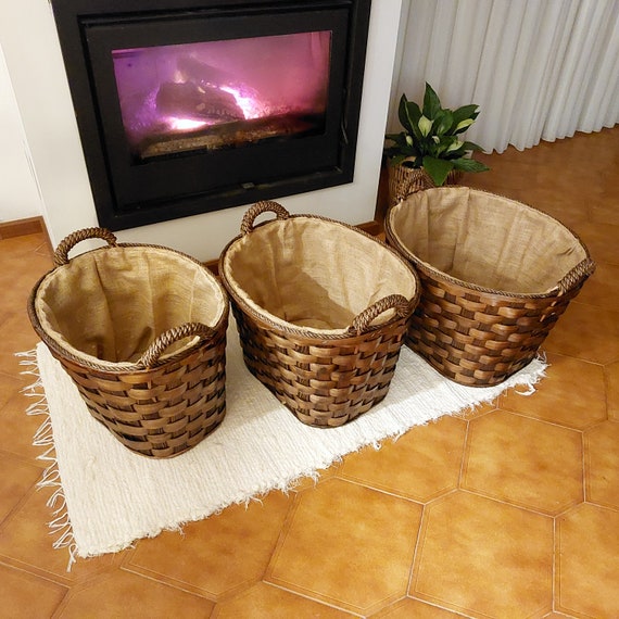 Cesta grande / Cesta de leña / Cesta de chimenea / Almacenamiento de leña /  Cesta de madera / Cesta tejida / Cesta Boho /Regalo para él/ Cesta rústica  -  España